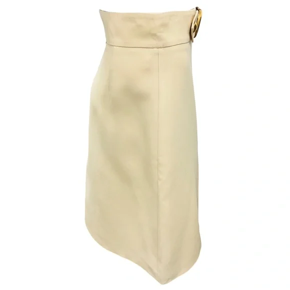 GUCCI IVORY / ANTIQUED GOLD GG BUCKLE A-LINE SKIRT - Picture 2 of 6